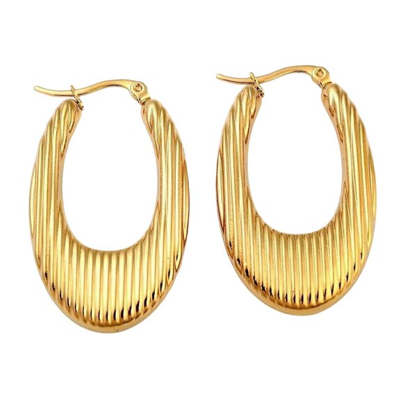 1 3/4 Inch 44mm Hoop Gold Tone Pierced Post Earrings - Picture 5 of 5